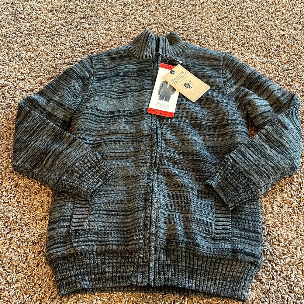 Boston Traders Sherpa Lined Full Zip Sweater - Youth Medium - New with Tags